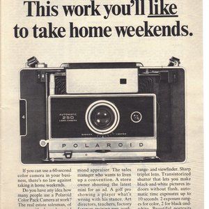 Vintage 1968 Polaroid Automatic 250 Camera and Gruen Watch Print Ad PA284